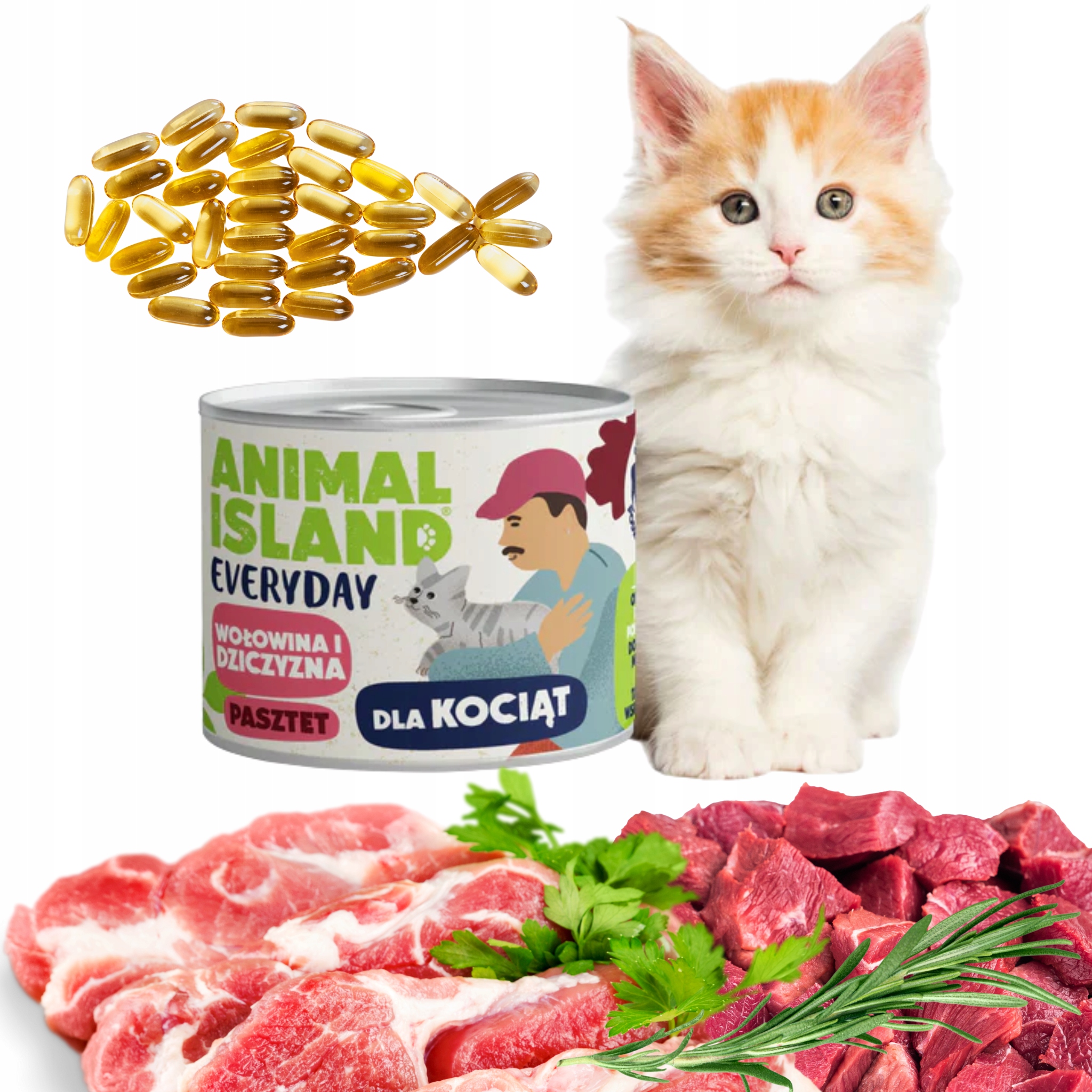 Levně Krmivo pro kočky bezobilné Animal Island hovězí divočák Everyday 185g 12 Ks