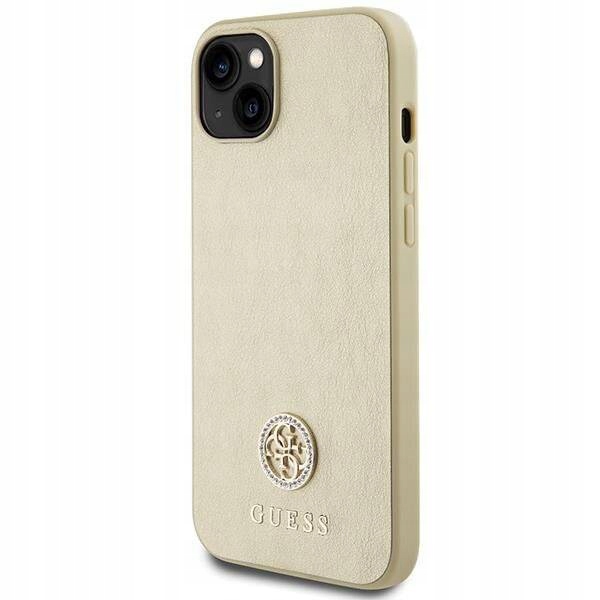 Pouzdro pro iPhone 15 Guess GUHCP15SPS4DGPD Leather 4G Metal Logo Strass