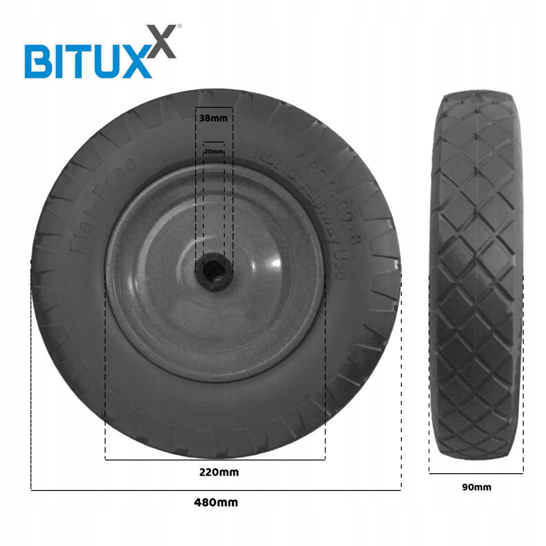 TACZKA Z PEŁNYM KOŁEM UDŻWIG 250KG MISA Z PVC 100L Marka Bituxx