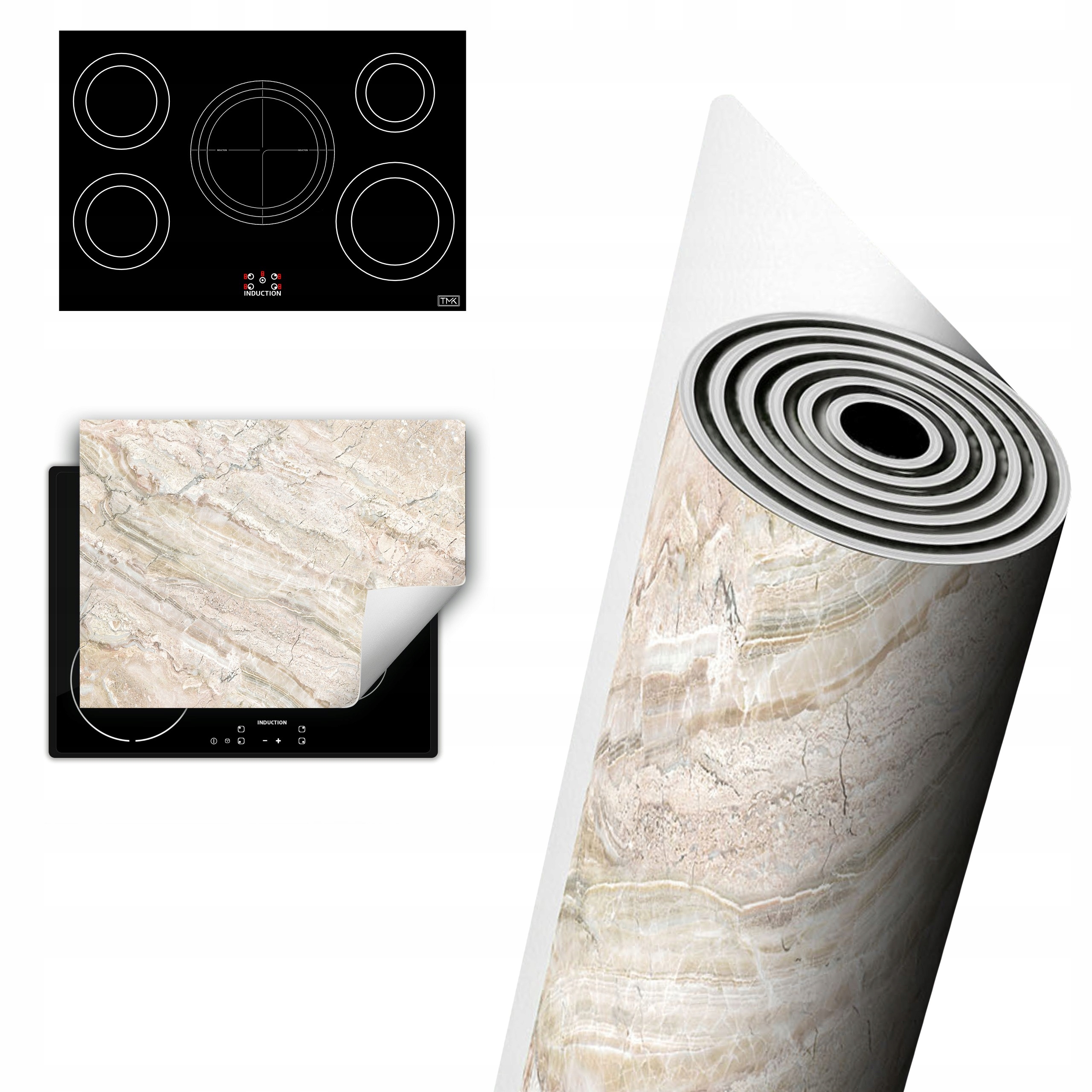 Vinylová Ochranná Deska Na Indukci 80x52 béžová mramor