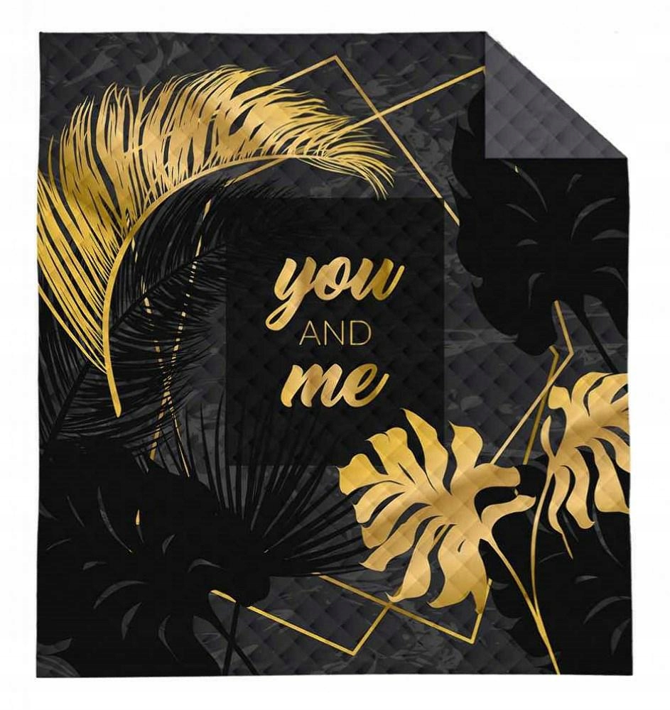 Přehoz 220x240 černý, šedý, zlatý, you and me Holland