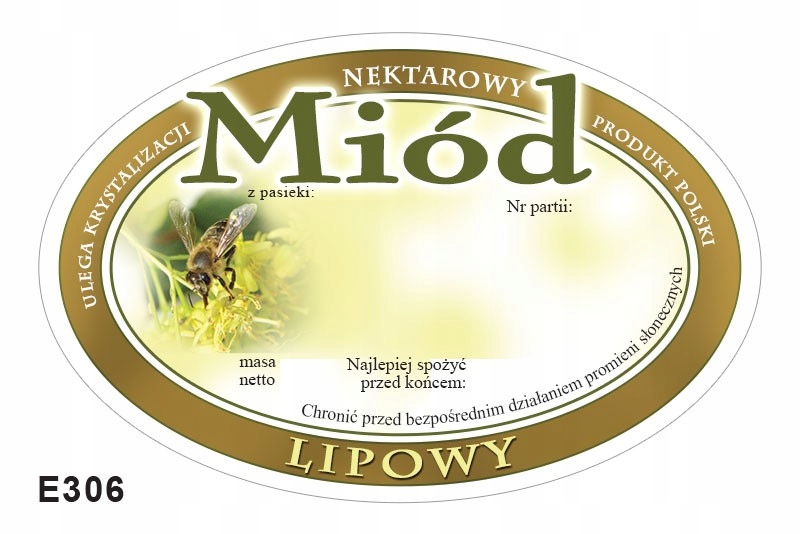 

Etykiety owalne na miód lipowy (100szt) E306