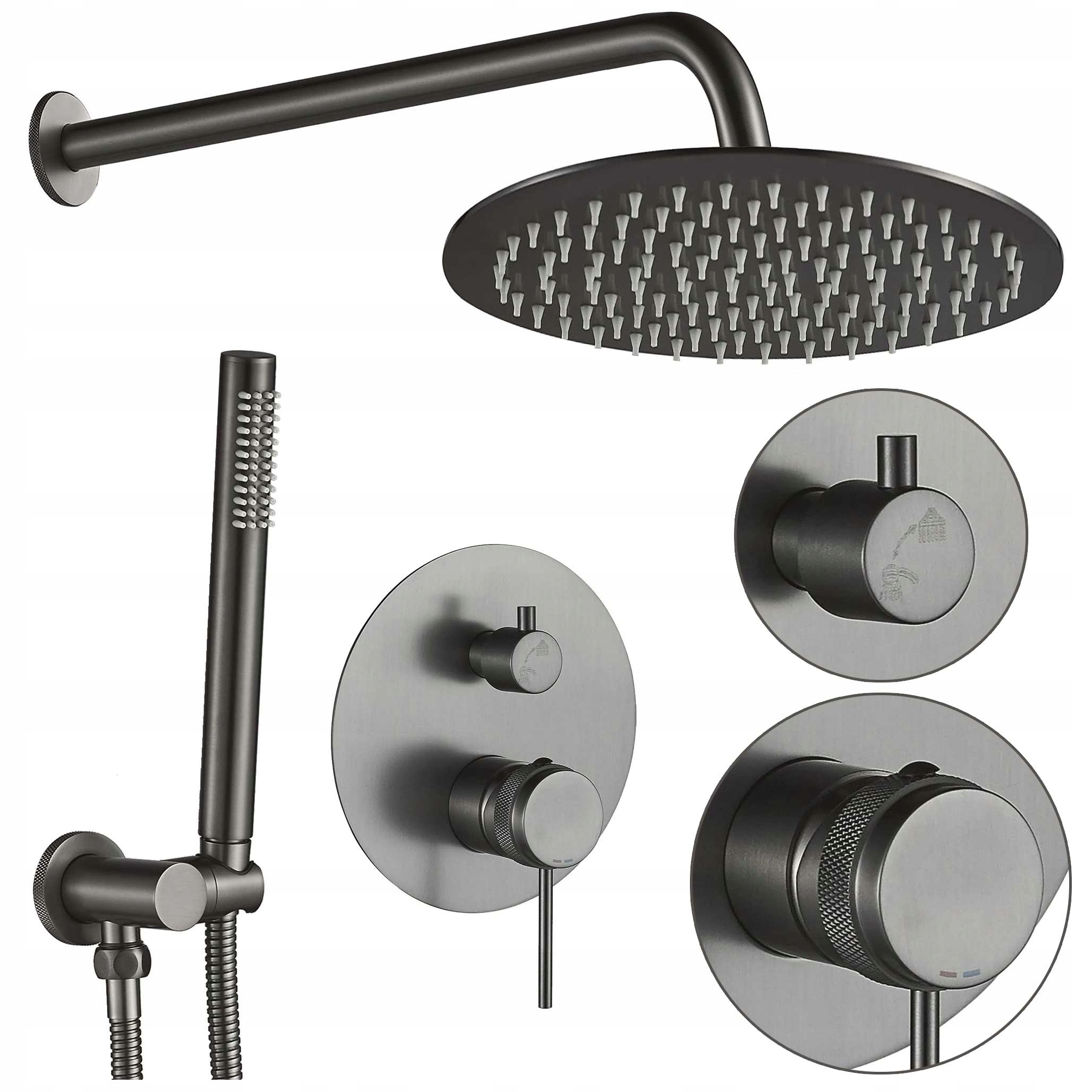 Podomietkový sprchovací set Rea Lungo Grip Titan Šedá Zdobená