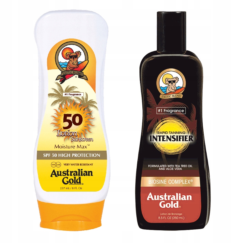 Australian Gold SPF50 lotion 237 ml Rapid Tanning Intensifier lotion 250 ml
