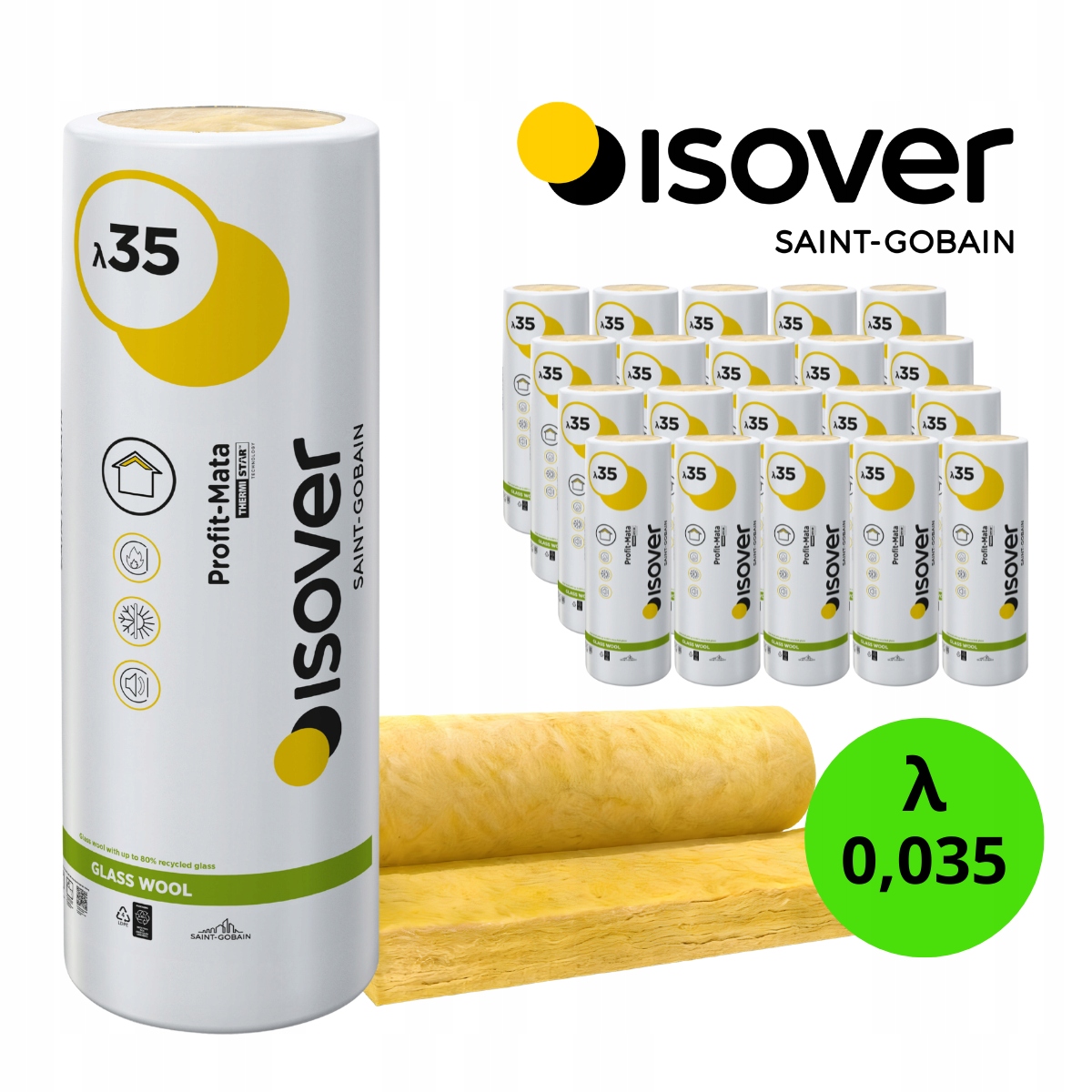 Wełna mineralna Isover Profit Mata 0,035 gr 20cm pakiet 72 m2