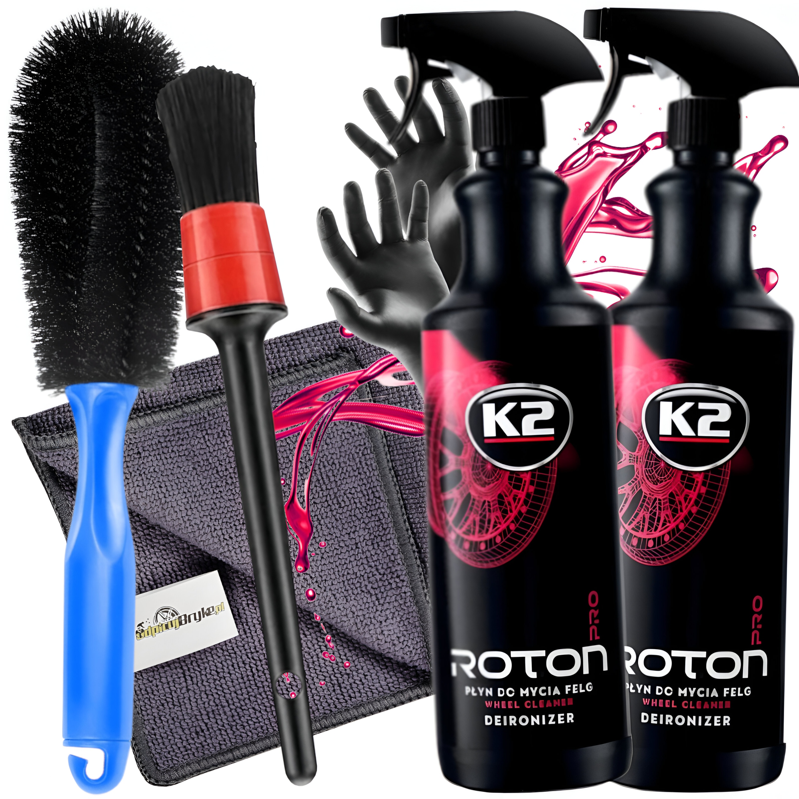 Sada Na Mytí Hliníkových Ráfků Krvavá 2X Roton Pro 1L Kartáč