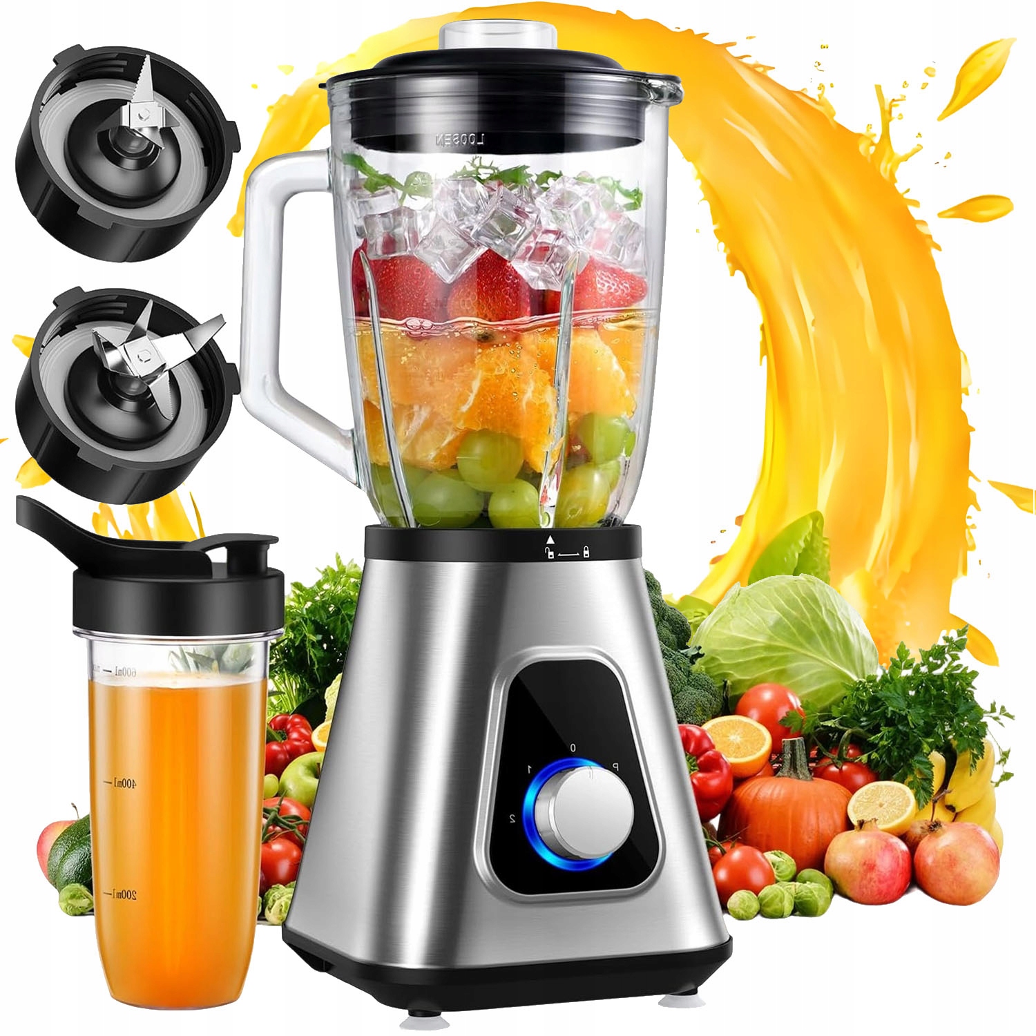 Skleněný Stolní Mixér Elektrický Mixér 1300 W Na Ledové Kostky 1,5 L