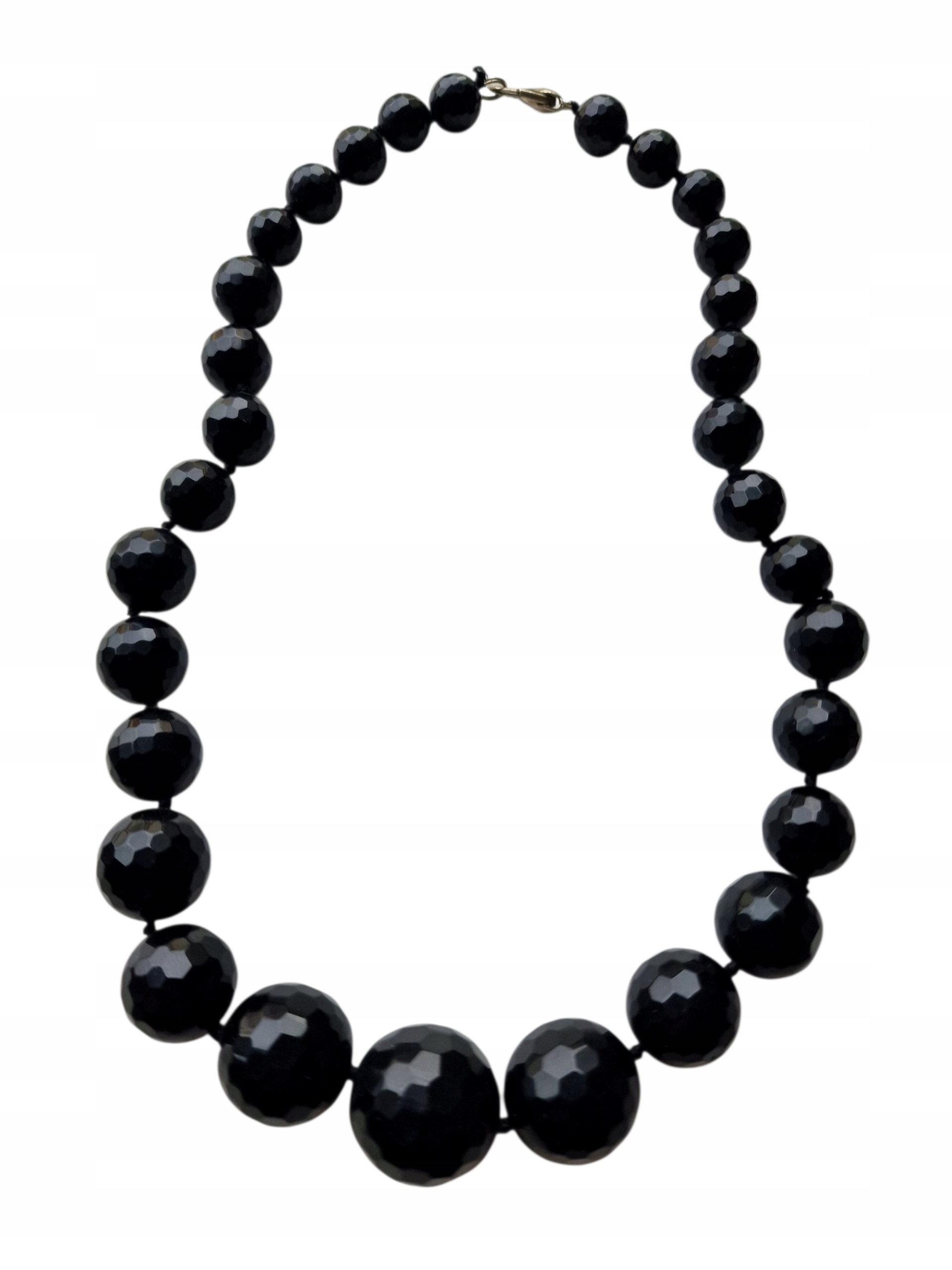 Vintage Černý Fasetovaný Onyxový Náhrdelník Ochrana Dobrá Aura