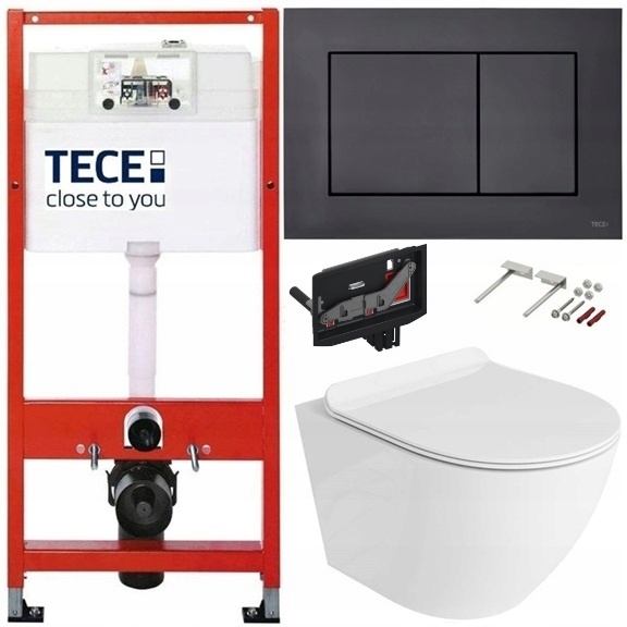 Tece Zestaw Podtynkowy Wc Miska Rimless Przycisk Czarny Mat Fresh 7W1