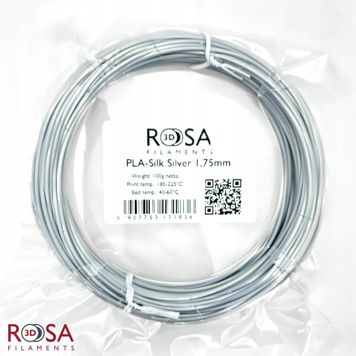 

Filament Rosa 3D Pla Silk 1,75mm 100g Srebrny
