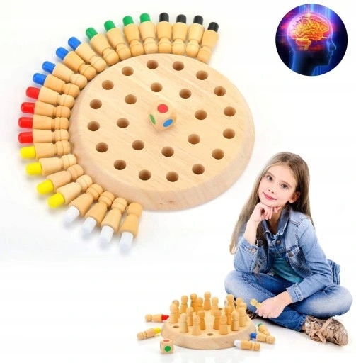 DREWNIANY SZACHY PAMIĘCIOWE ZABAWKI EDUKACYJNE