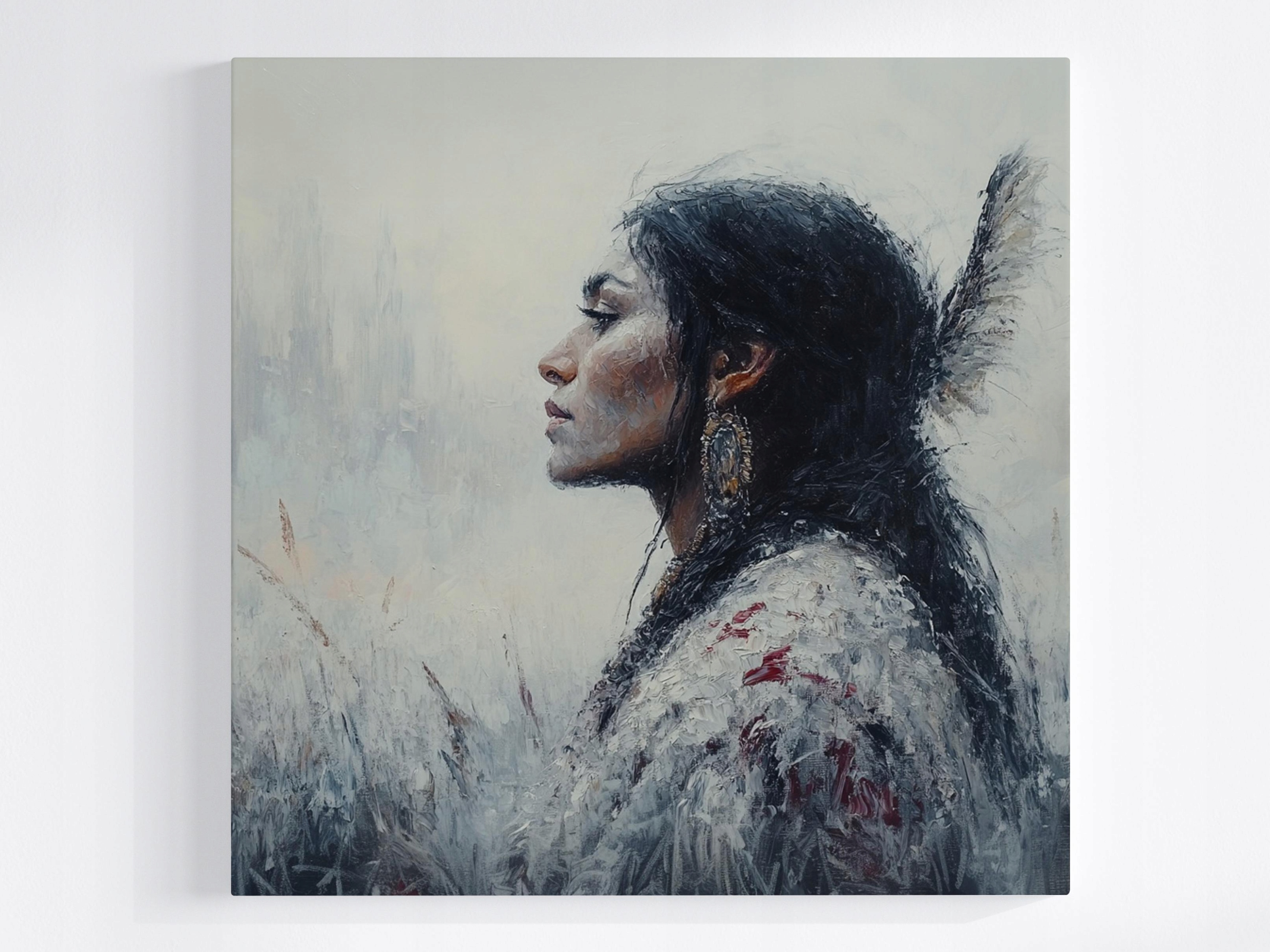 Obraz Na Plátně Canvas Portrét Profil Žena Indianka Etno Tribal 60x60