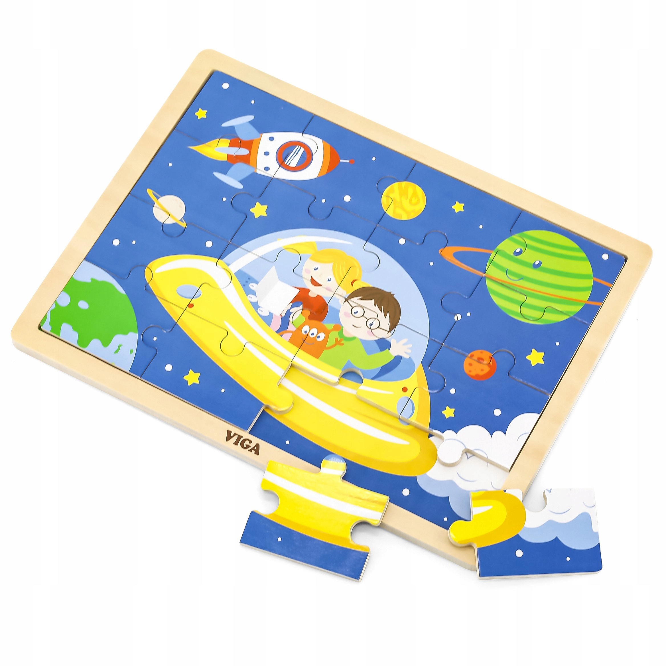 

Viga Drewniane Puzzle Podróż w Kosmos 16 elementów