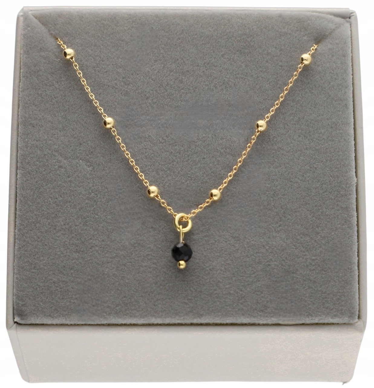 Zlatý náhrdelník s turmalínem, černý turmalín, Přírodní Kámen 4,5 mm, 40 cm