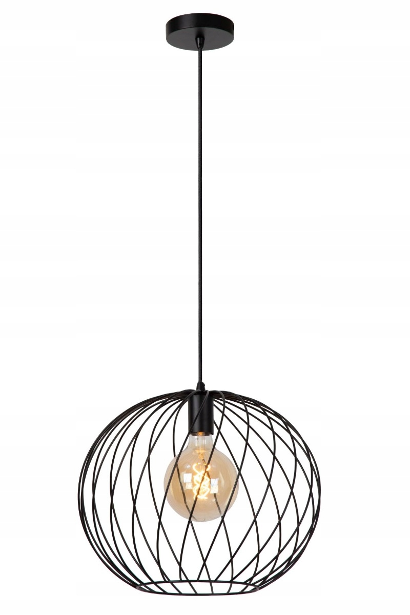 Závěsná lampa kovová černá drátěná koule 40 cm nad stůl ostrov bar Lucide