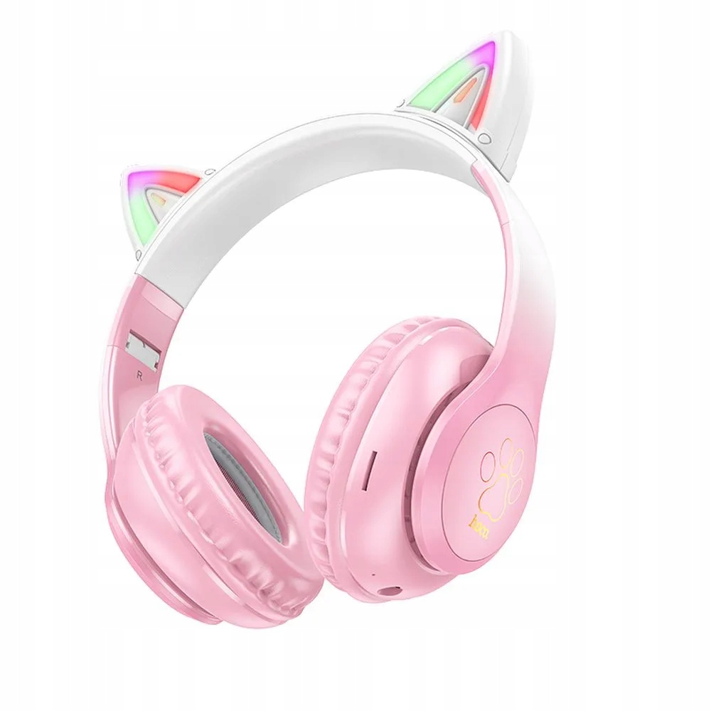 Hoco słuchawki bezprzewodowe bluetooth 5.3 nauszne Kocie Uszy dla dzieci