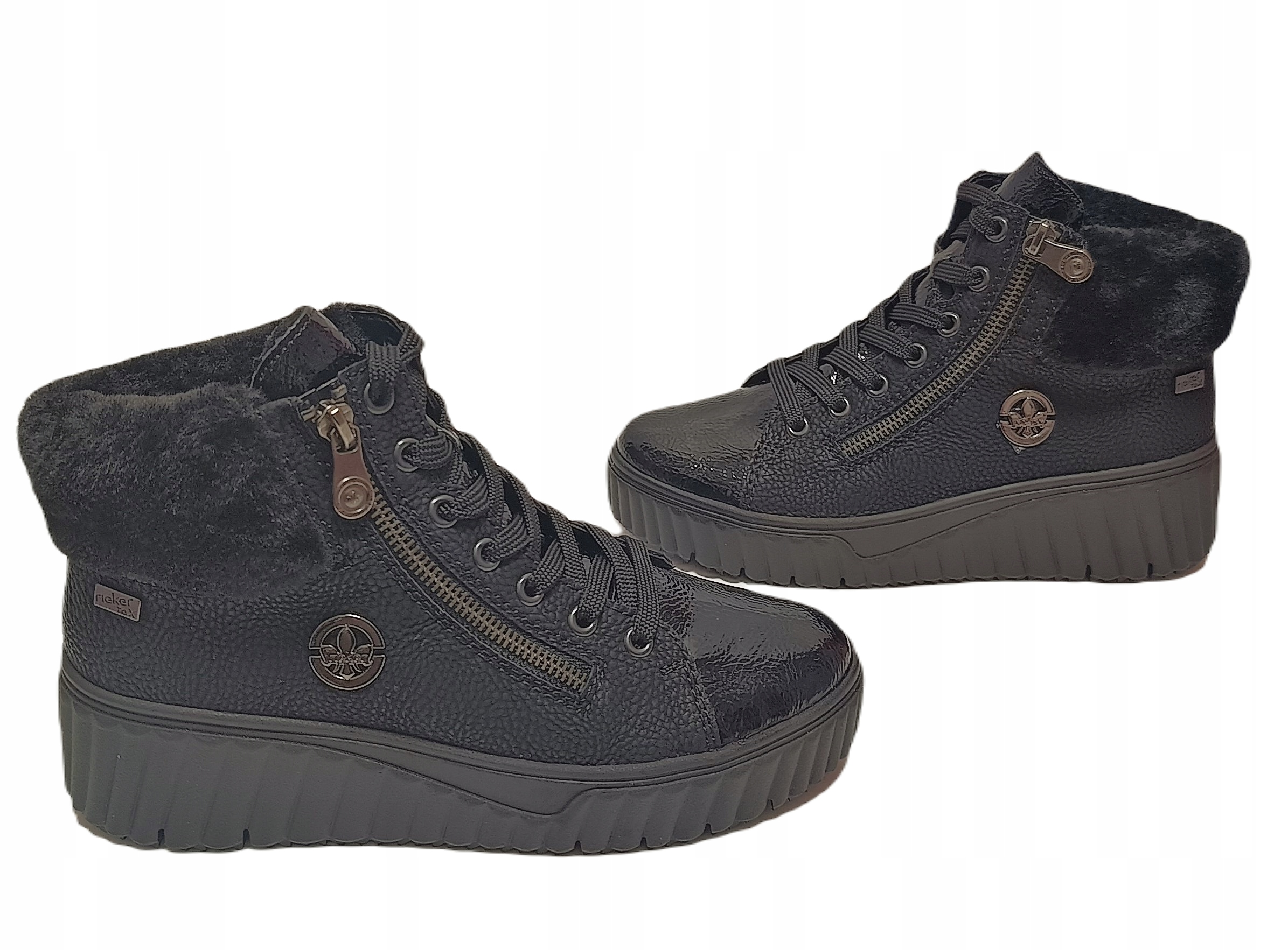 Pohodlné teplé kotníkové boty kožíšek Rieker N2505-00 černá Membrána Tex r37