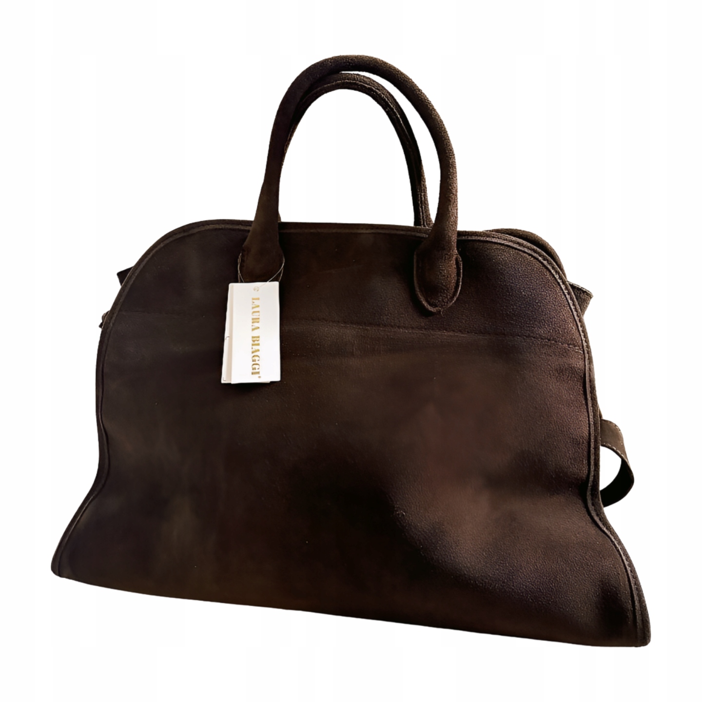 Laura Biaggi taška shopper kufřík čokoládová semišová