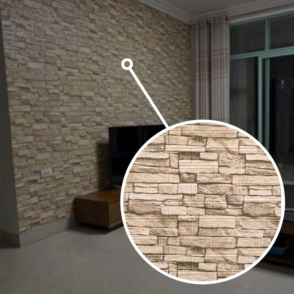 x10 PANELE 3D ŚCIENNE SAMOPRZYLEPNE CEGŁA TAPETA IMITACJA KAMIEŃ GRUBE 8mm Marka inna