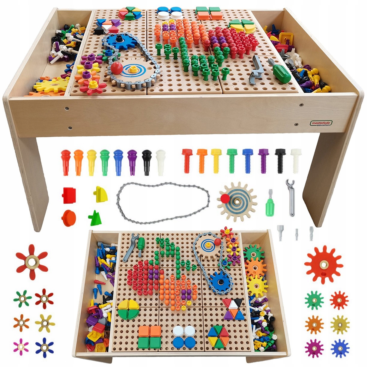 Drewniany Stół Edukacyjny Montessori Manipulacyjny Stem Masterkidz