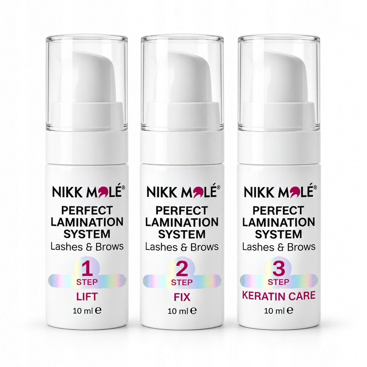 Zestaw do laminacji brwi i rzęs Nikk Mole Nr 1, 2, 3 po 10ml