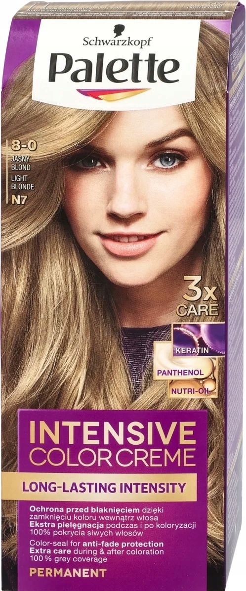 PALETTE Intensive Color 8-0 N7 JASNY BLOND FARBA do włosów w kremie
