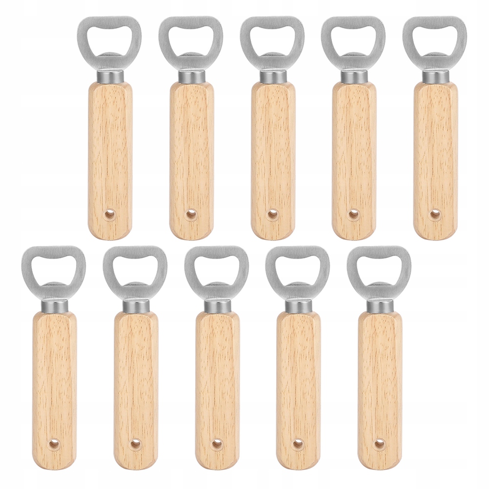 10 SZT. OTWIERACZY DO BUTELEK OTWIERACZ DO PIWA Z DREWNIANYM UCHWYTEM