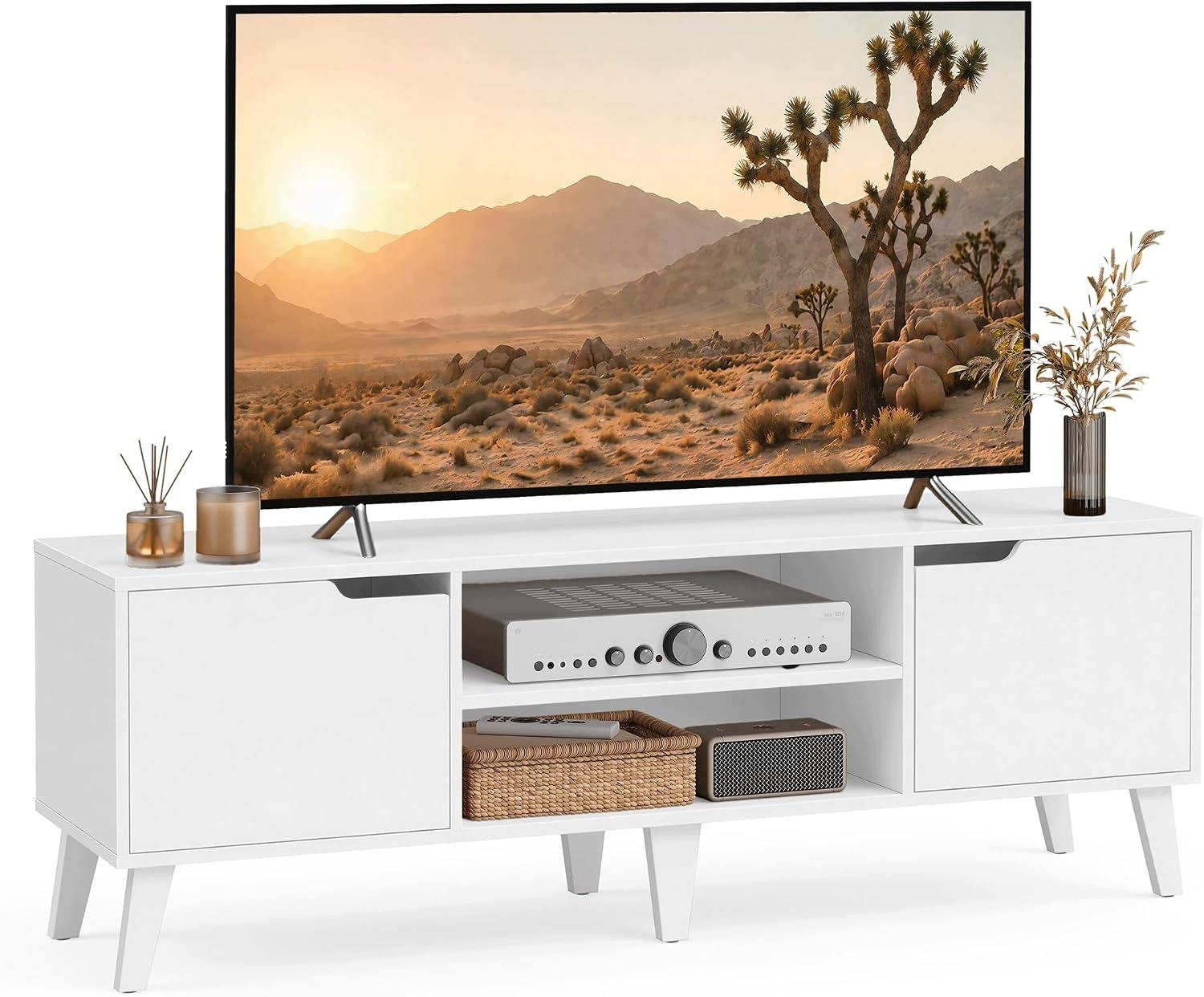 Stojan Pod Televízor Do 65 Palcov Nastaviteľná Polica Moderný Dizajn 147 CM