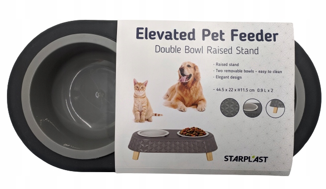 Levně Sada dvou plastových misek pro psa Starplast Šedá 900 ml x 2