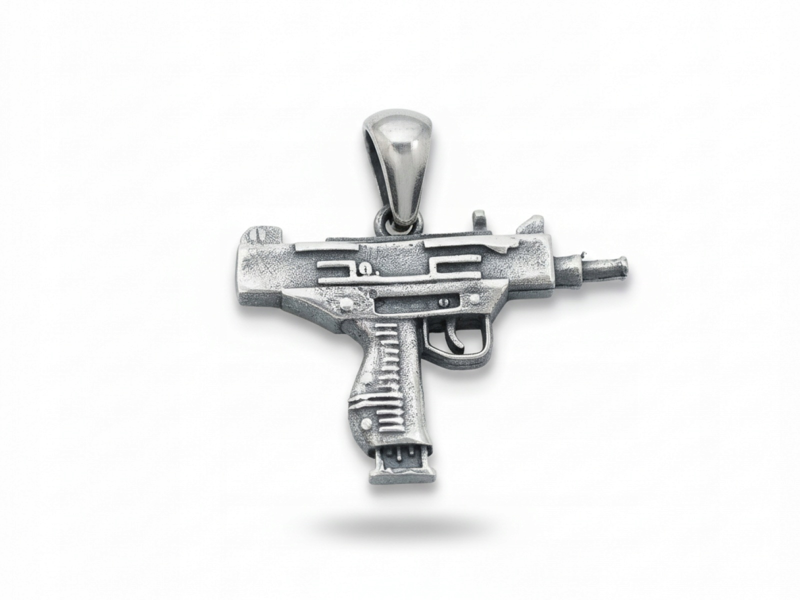 Stříbrný přívěsek 925 oxidovaná pánská pistole Uzi pro muže jako dárek