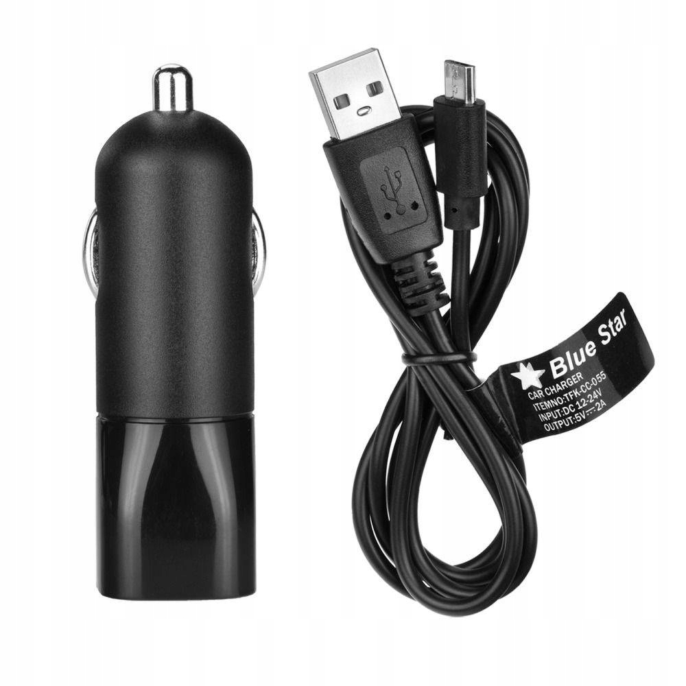Ładowarka Samochodowa Micro Usb 2A Uniwersalna z Odpinanym Kablem Blue Star