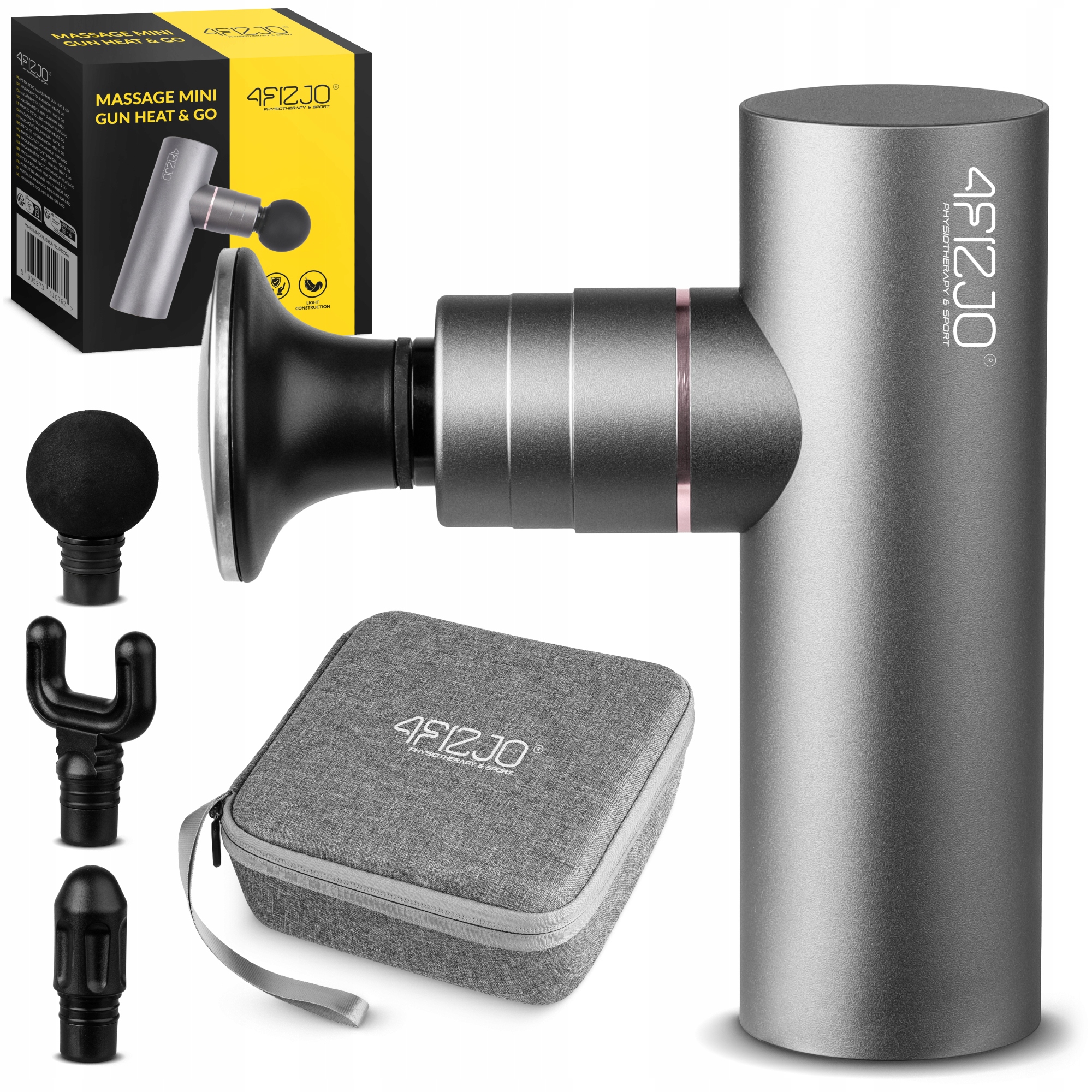 Masážní pistole na záda, krk, šíji a celé tělo, vyhřívaná, 50 W, s pouzdrem