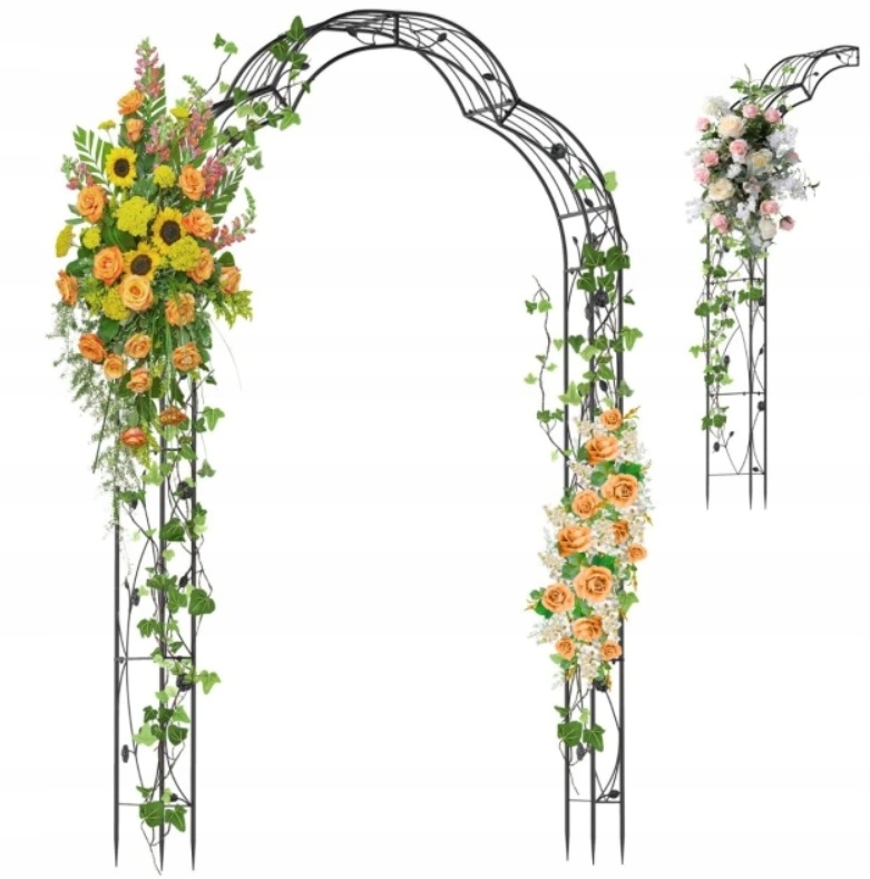 Dekoračná Záhradná Pergola Čierna Kvety 150 x 39 x 250