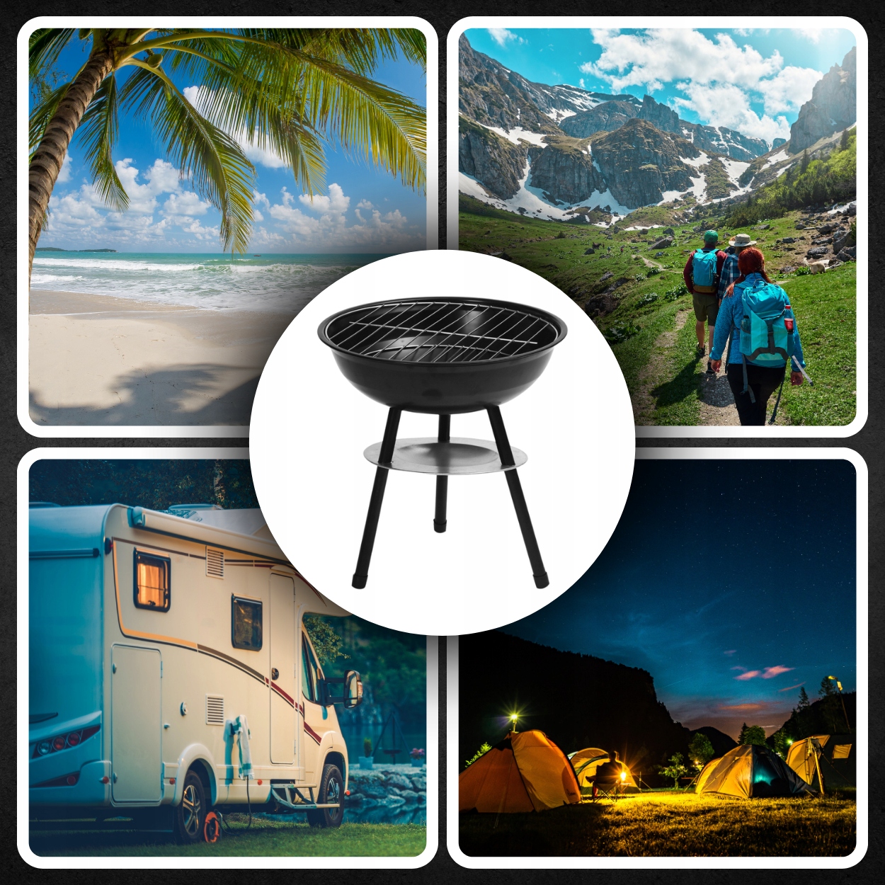 GRILL OGRODOWY WĘGLOWY STOJĄCY NA WĘGIEL 48cm NA KÓŁKACH PRZENOŚNY DO OGROD Typ przenośny