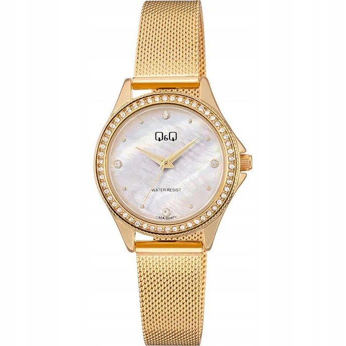 Dámské hodinky Qq C80A-004P Zirkony zlaté