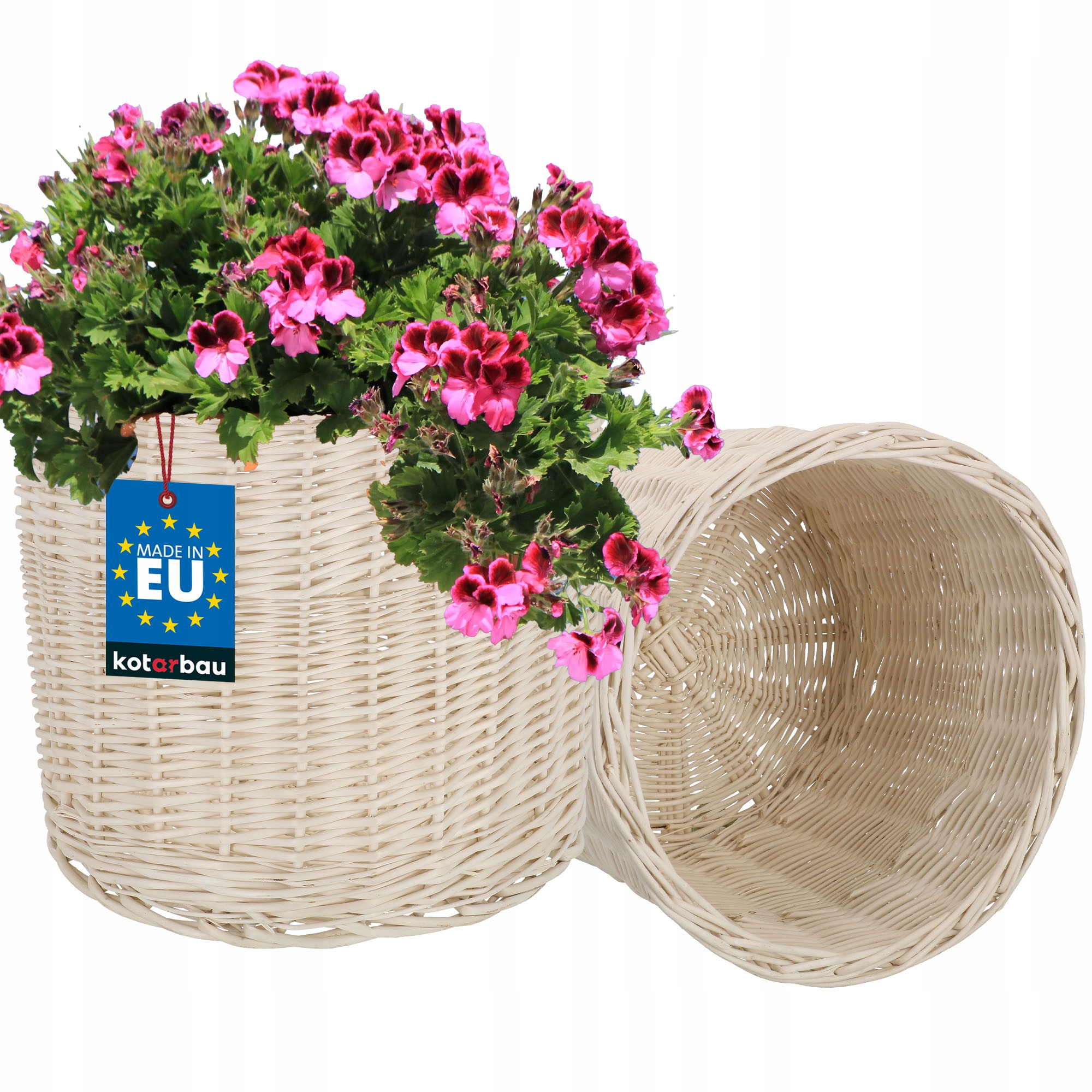 2x OSŁONKA WIKLINOWA NATURALNA DONICZKA PLECIONA KOSZYK KWIATY ROŚLINY Fi33