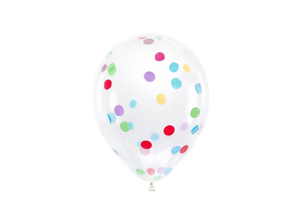 balony  przezroczyste 6szt z kolorowym konfetti 30cm BK12-1-000-6 — 2