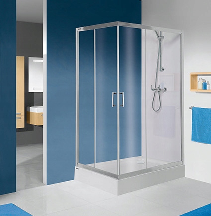 Kabina prysznicowa TX5, prostokątna 800x900 mm z hartowanym szkłem, srebrna