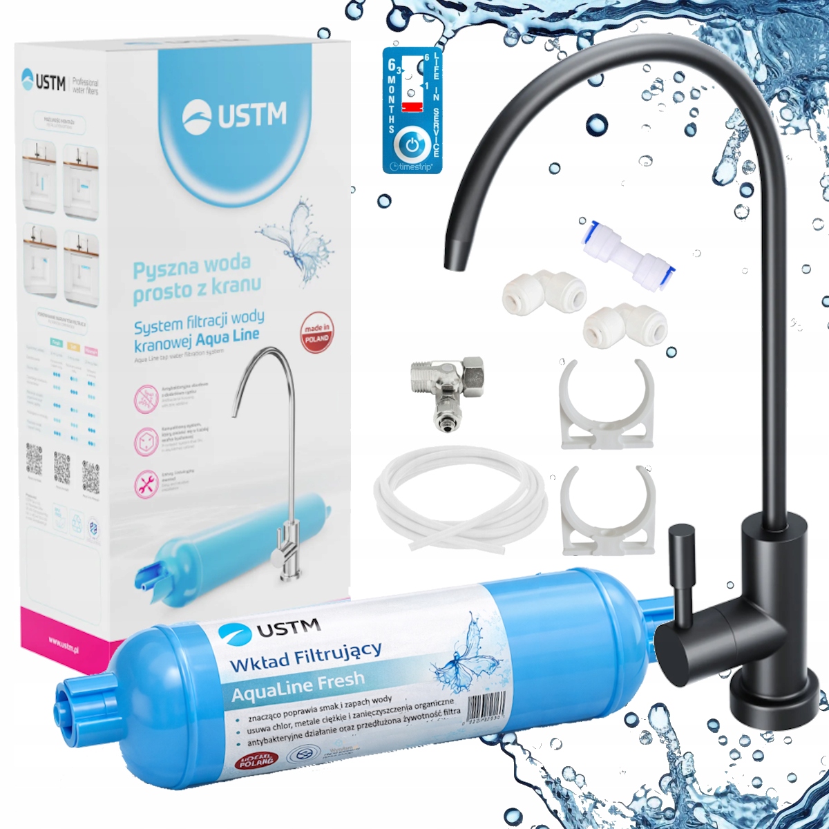 Kuchyňský poddřezový vodní filtr Ustm AquaLine Fresh Černý výtok