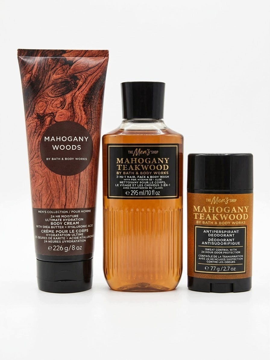 Bath&Body Works Mahogany Teakwood – męski zestaw 3 kosmetyków