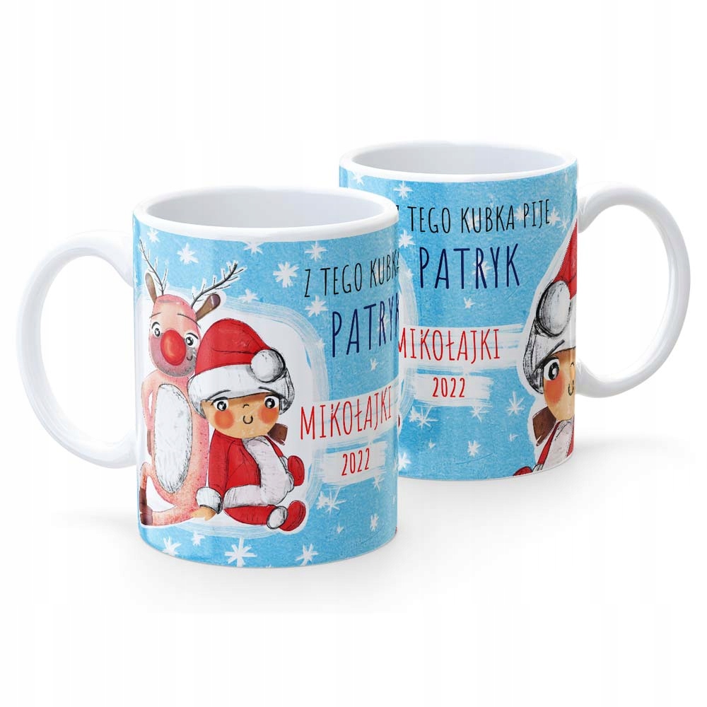 

Kubek Na Święta Mikołajki Imię Biały