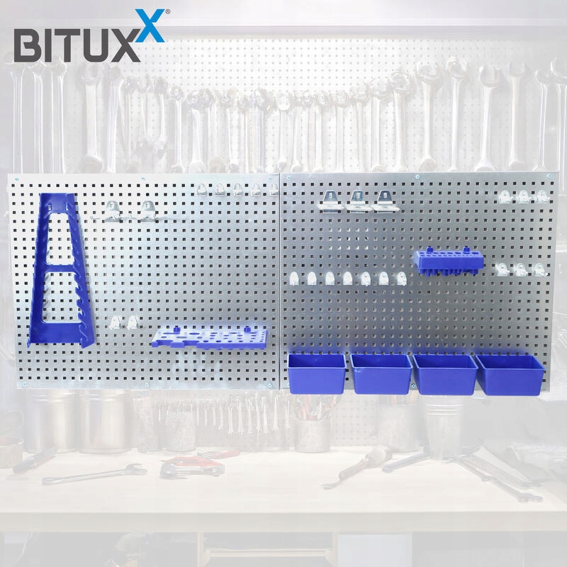 ŚCIANKA TABLICA NA NARZĘDZIA KLUCZE MODUŁOWA 32 UCHWYTY HACZYKI Szerokość produktu 112 cm