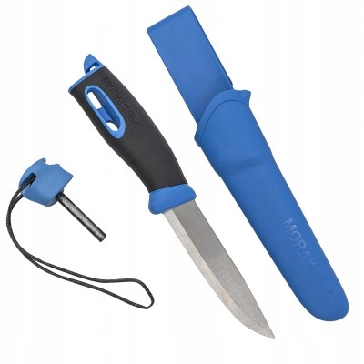 Nůž Mora Companion Spark Turistický Kempovací Nerezový, Modrý Křesadlo