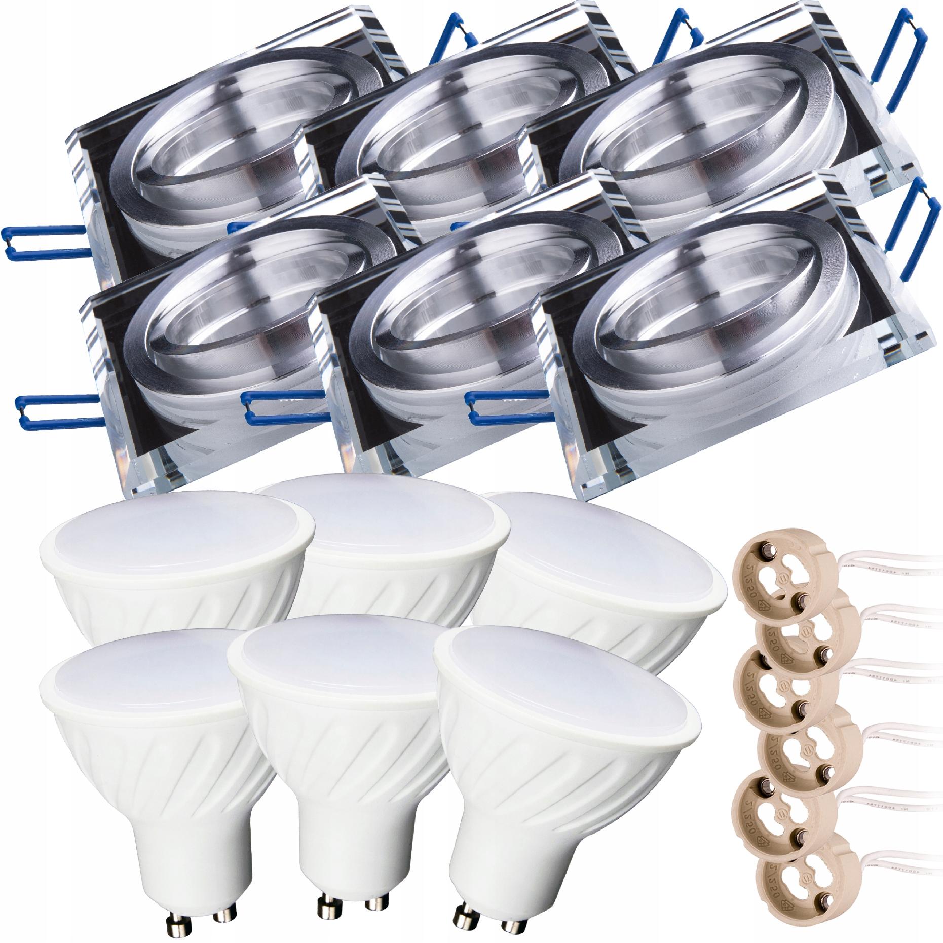 

6x Led GU10 Oprawa halogen Ruchoma Szklana 10W CCD
