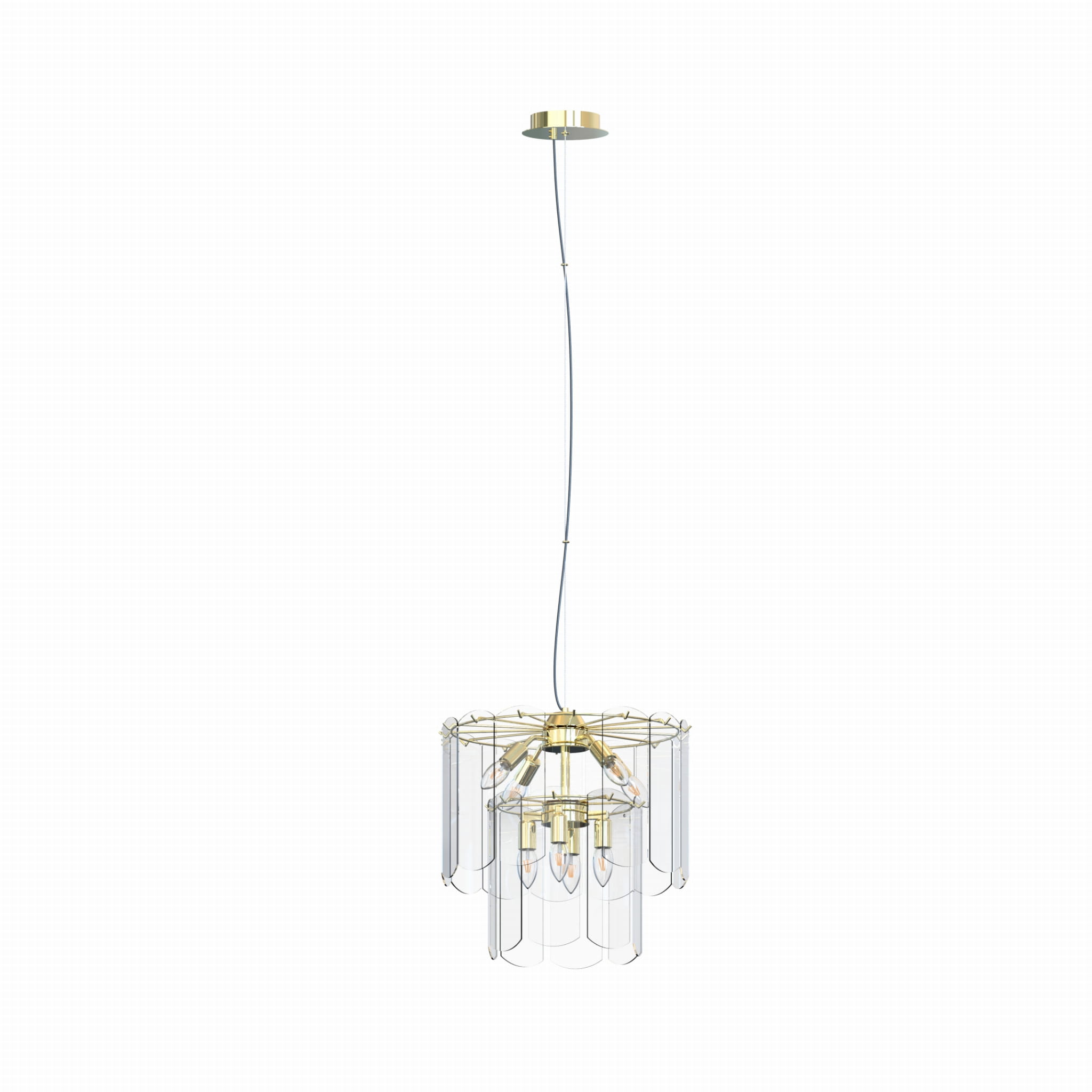 Zuma Line Lampa wisząca Nira kolor złoty z dwupoziomowym szklanym kloszem,