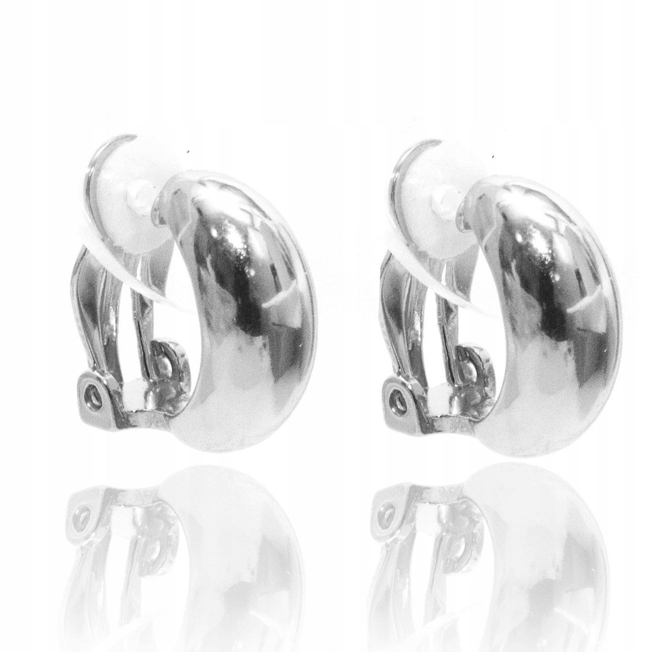 Stříbrné náušnice s klipem, tradiční půlkruh, konvexní, stříbro 925