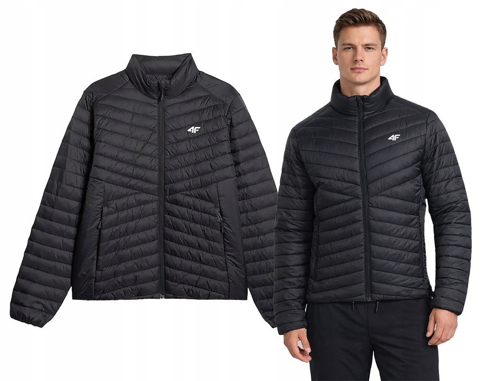 Pánská péřová bunda 4F M0853 prošívaná bez kapuce přechodová černá L