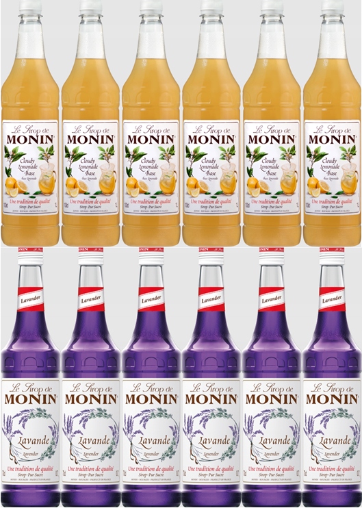 6x Syrop Cloudy Monin baza, 6x Lawenda Monin