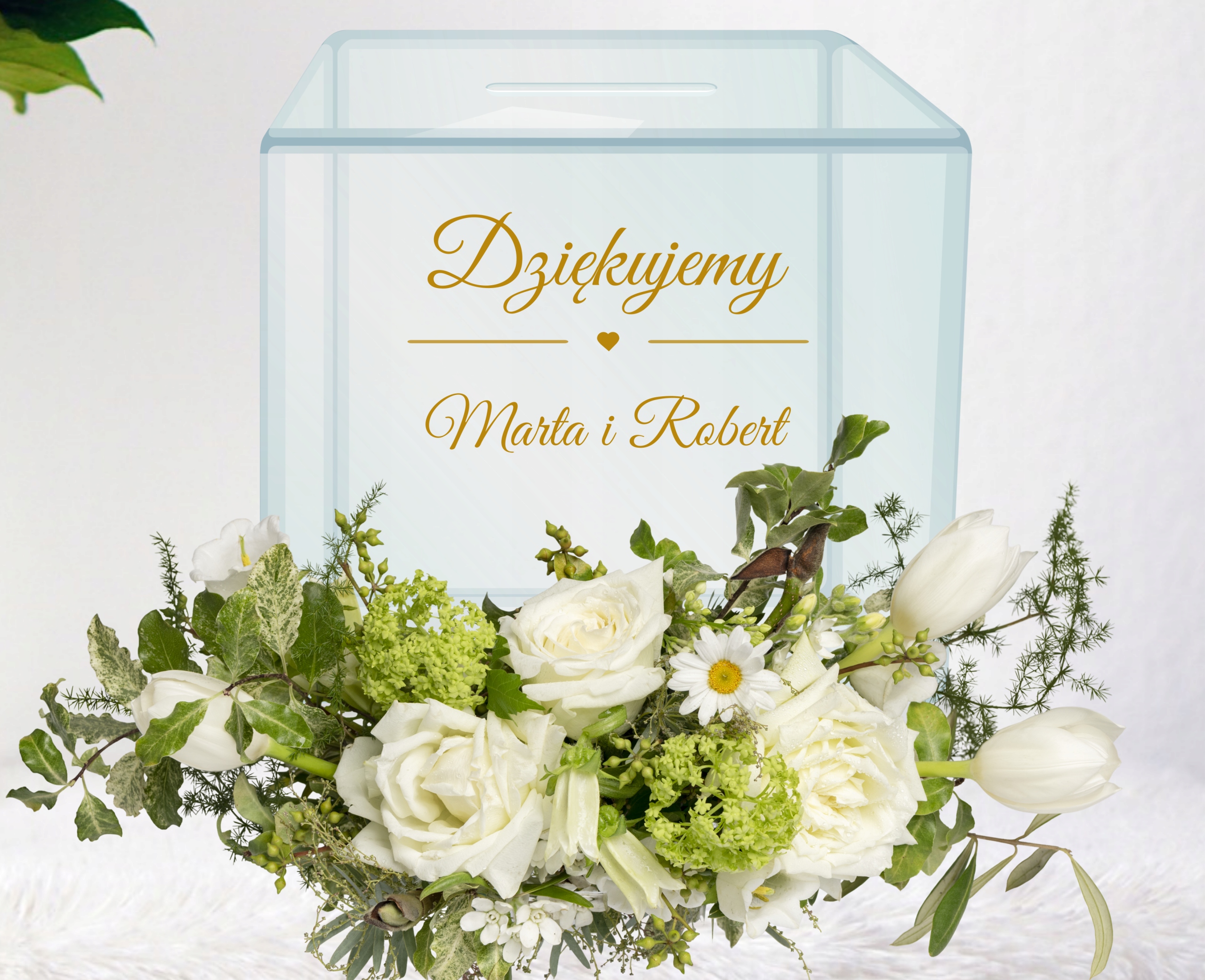 naklejka Dziękujemy Twoje imiona 25x15cm KOLORY Marka Commelin