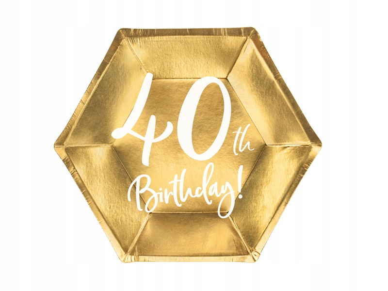

Talerzyki na 40 urodziny 40th Birthday złote 6szt